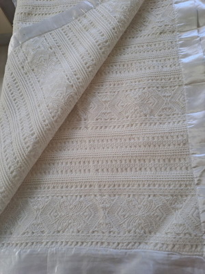 Woven blanket like new, ice color, 196×190 cm