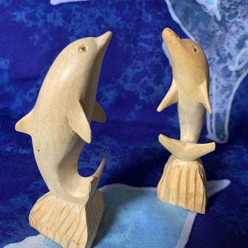 Wooden dolphin decorative set handmade, new, pack of two
