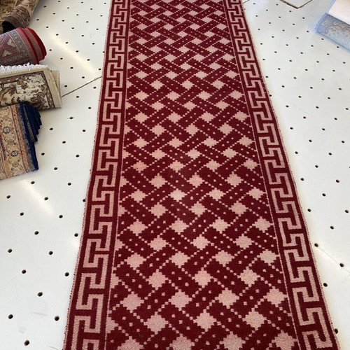 Handmade Kilim Runner Wool Carpet like new, rare geometric design
