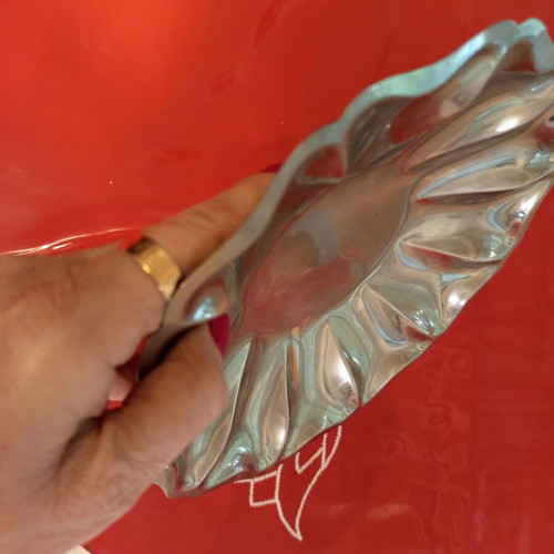 Vintage Silver-Plated Metal Bowl used with Baroque Floral Relief