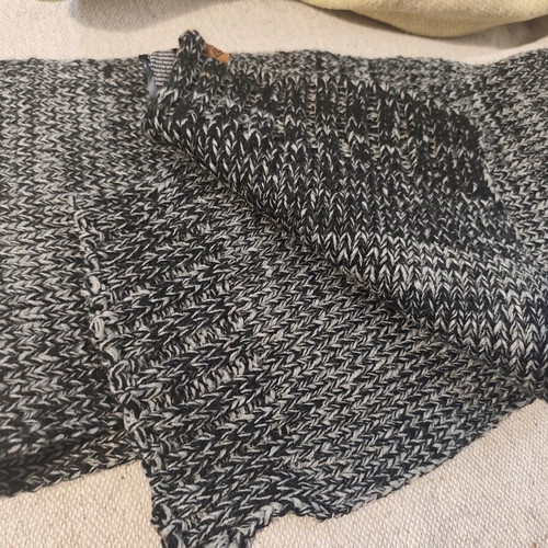 Knitted scarf used, black and gray, very warm and soft