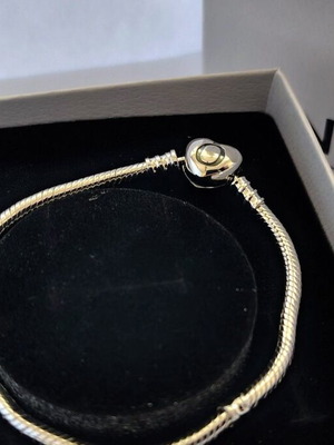 Βραχιόλι Pandora Snake Chain με καρδιά από ασήμι S925 18εκ καινούργιο