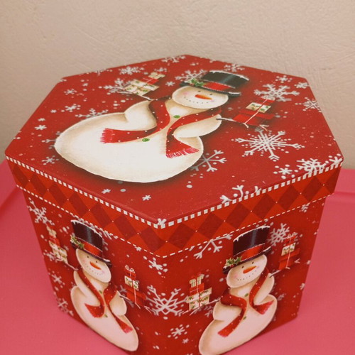 Christmas box polygonal new made of hard pressed paper
