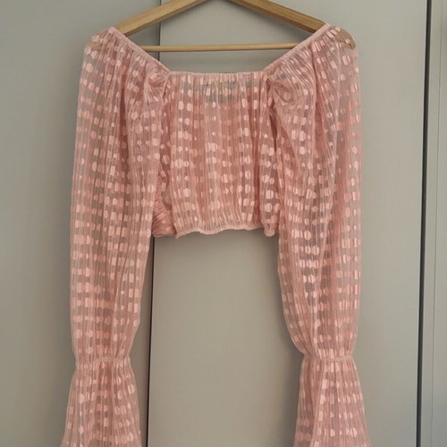 Owtwo cropped top new with balloon sleeves pink
