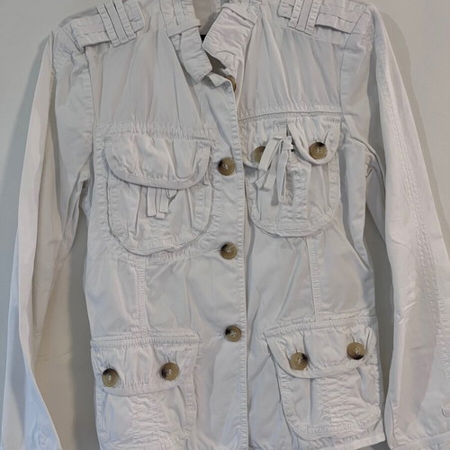Cerruti 1881 jacket with lace details and large buttons, white, size S