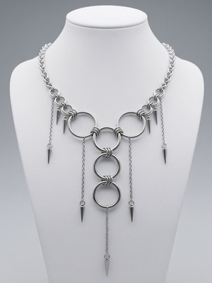 Steel Gothic Necklace with JPL3 Weave, O-Rings and Spikes new