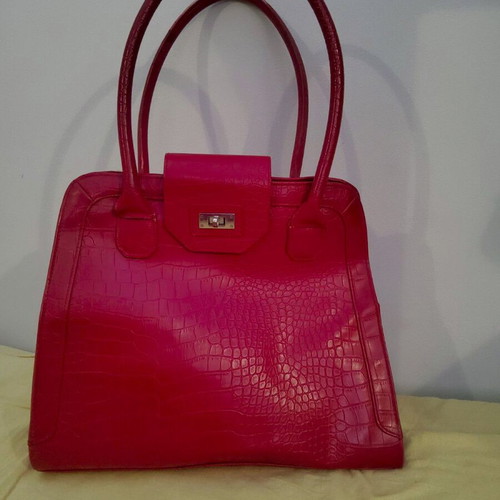 Red Croco Shoulder Bag used, faux leather with zipper