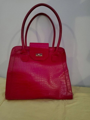 Red Croco Shoulder Bag used, faux leather with zipper