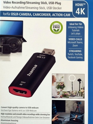 Hama Video Recording Stick HDMI to USB, 4K, new