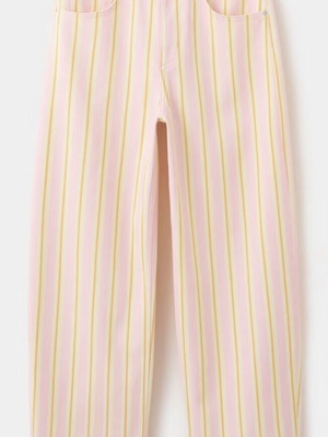 Baloon jeans with stripes size L, new, pink and yellow