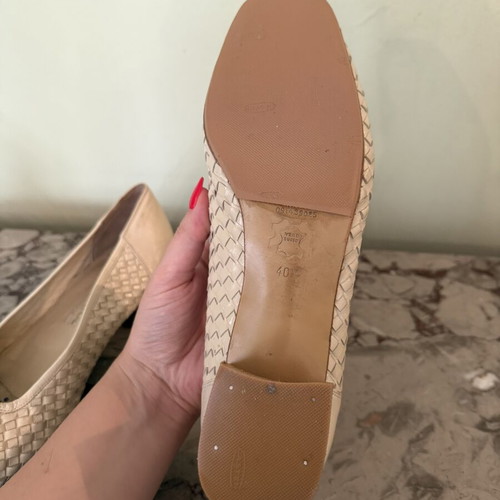 Women's leather woven ballerinas with low block heel, Dialektos, size 40.5