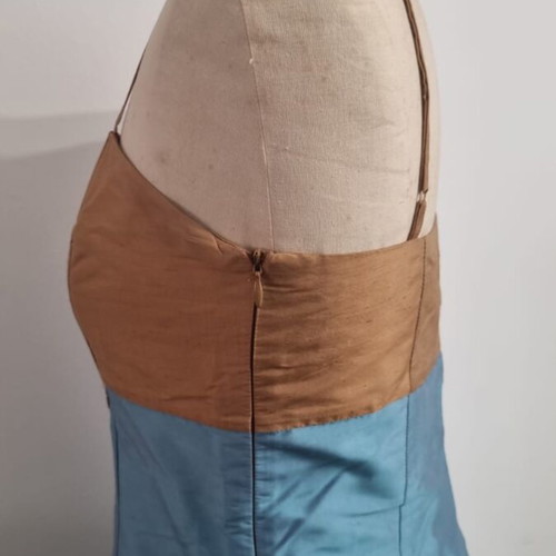 Anna Riska silk dress and jacket like new, turquoise and gold