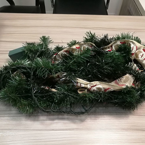 Christmas decorative garland green with lights used 200x10cm