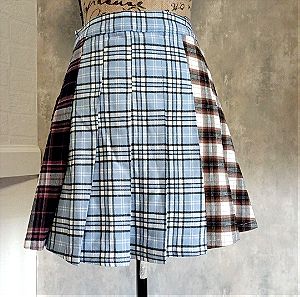 Καρό, πλισέ, μίνι φούστα. Φούστα από 4 διαφορετικά καρό. Street style skirt .
