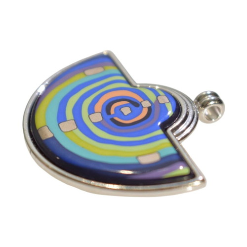 Frey Wille Half Moon Spiral Pendant, fire enamel, silver plated