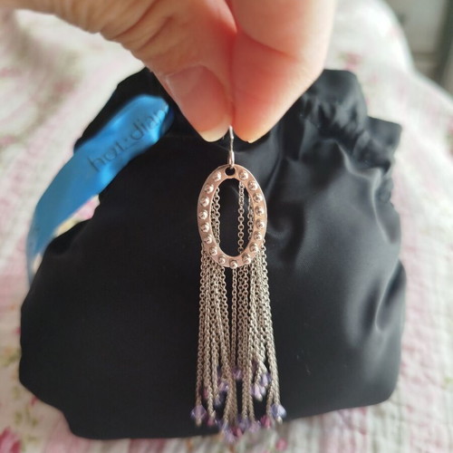 Hot Diamonds long dangling earrings with purple stones like new