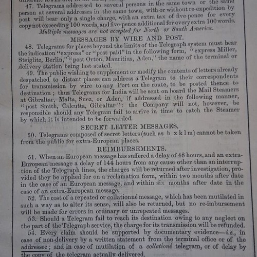 Eastern Telegraph Company Limited Tariff Book 1882 used