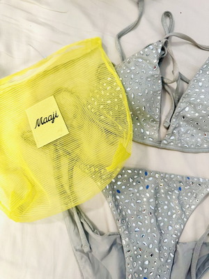 Maaji swimsuit like new with Swarovski crystals, grey silver
