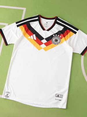Germany National Team Retro-Style Jersey White 1990 Chevron Design New