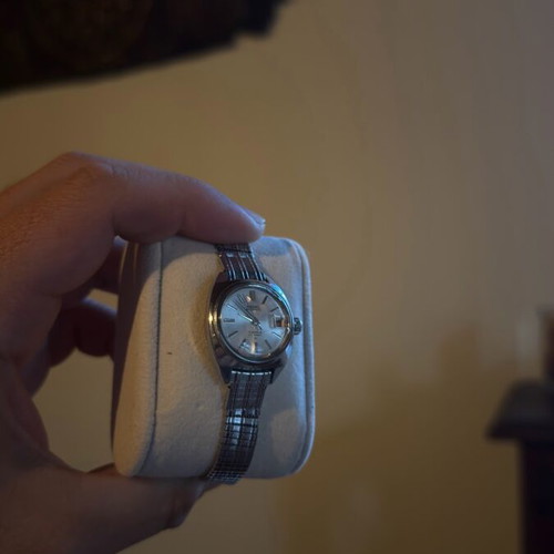 Seiko Hi-Beat automatic watch women's used, white and silver
