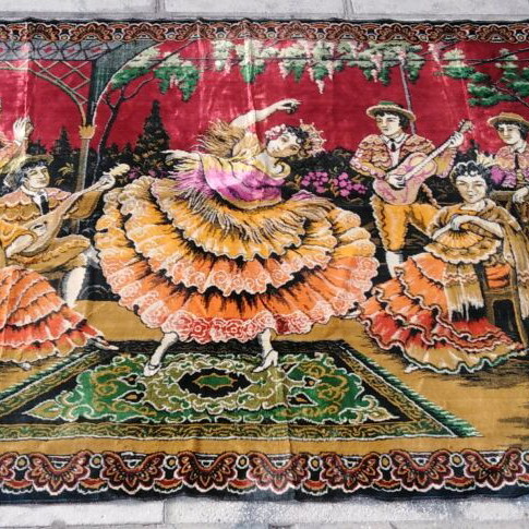 Velvet wall tapestry with dancers theme 1.80x1.20 used