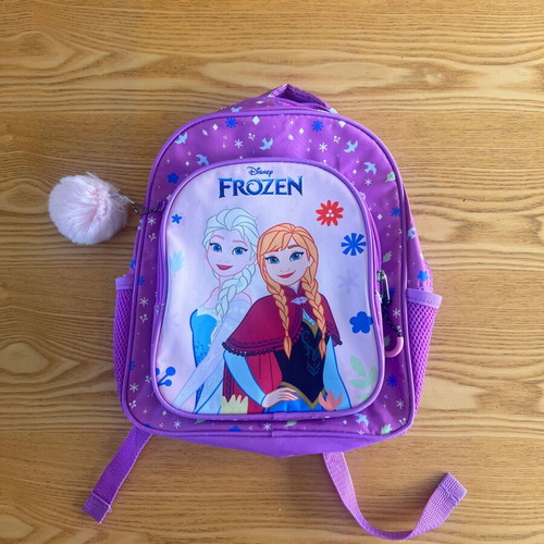 Disney Frozen backpack used with fur keychain, purple multicolor