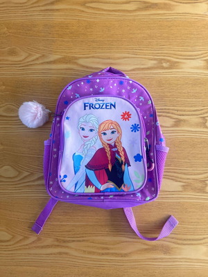 Disney Frozen backpack used with fur keychain, purple multicolor