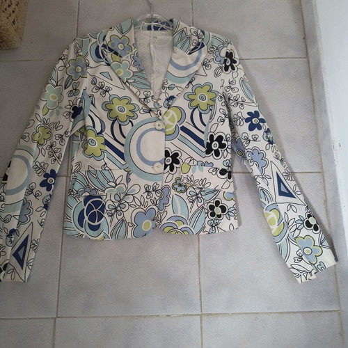 Cropped floral jacket like new, cotton elastic fabric, size S