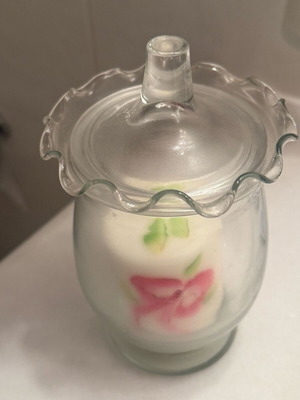 Κερί σε γυάλινο βάζο σαν καινούργιο, vintage σετ 2 τεμαχίων