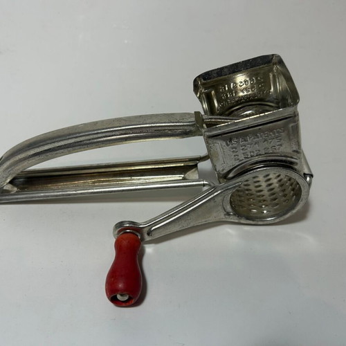 Antique Mouli Grater with Red Wooden Handle like new