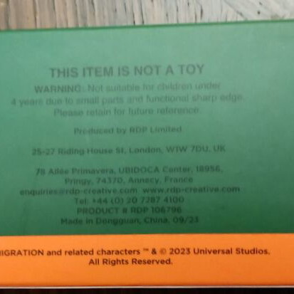 Migration set of 8 items from Universal Studios 2023 movie, new