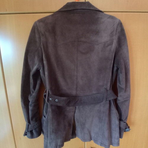 Women's suede leather coat used, size M, dark brown