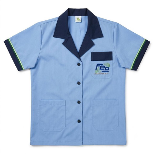 Feg Work Shirt Apron Blouse with Buttons Pockets Collar S & M