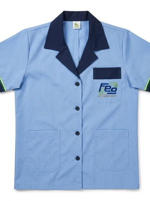 Feg Work Shirt Apron Blouse with Buttons Pockets Collar S & M