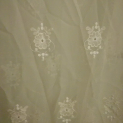 White curtain with embroidery ready to hang 2x2.45