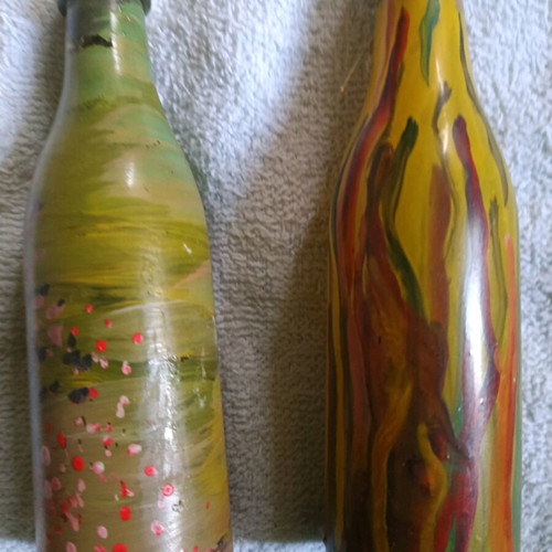 Decorative bottles like new, pack of 12 hand-painted