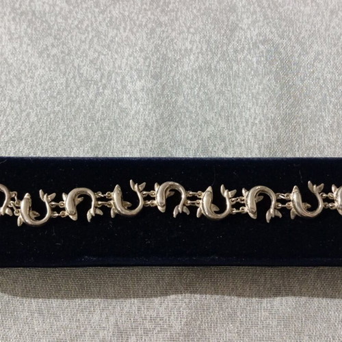 Silver 925 bracelet with dolphins new, silver color