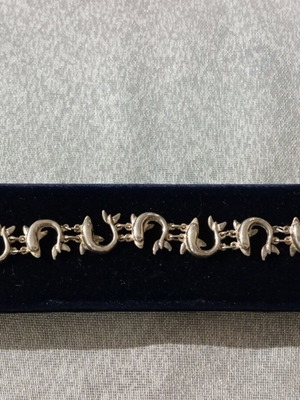 Silver 925 bracelet with dolphins new, silver color