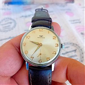 TECHNOS Ελβετικό vintage ,κατασκευής 1950s-1960s, συλλεκτικό κουρδιστό ανδρικό ρολόι,κίνηση AS 1130