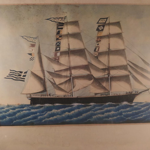 Wooden frames set of 2 with ship theme, like new, approx. 40x30cm