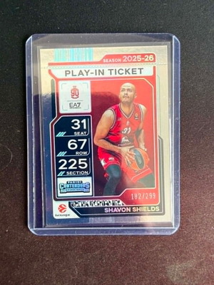 2025-26 Panini Contenders EuroLeague BK Shavon Shields Play-In Ticket new
