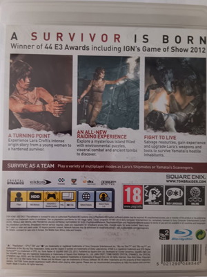 Tomb Raider PS3 game used, complete with manual, 2013