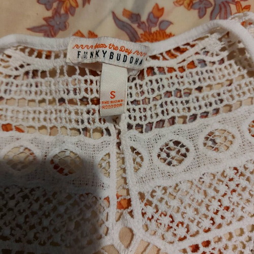Funky Buddha cardigan like new, white with lace, size S