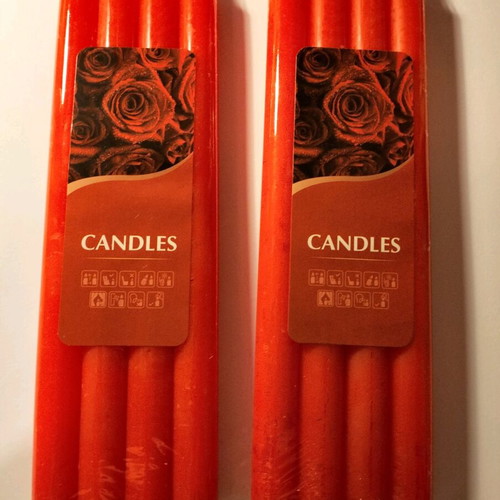 Red candles set of 8, 20 cm, new