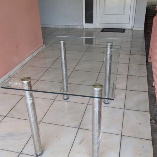 Glass table with metal legs new