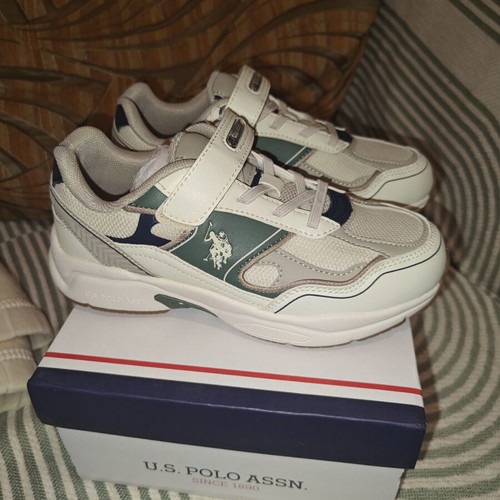 U.S. Polo Assn. Supole 5FX athletic shoes new, size 35, beige multicolor