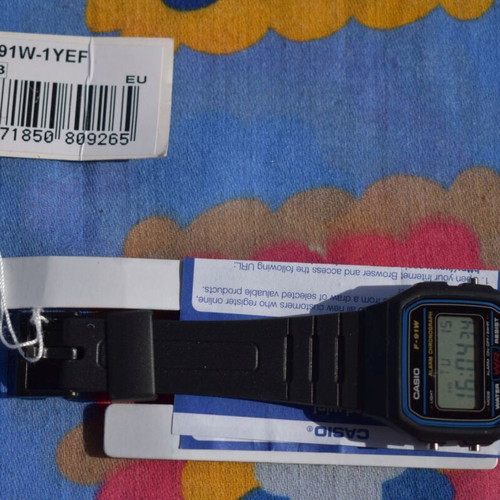 Casio F-91W Digital Watch New, Black Resin Strap