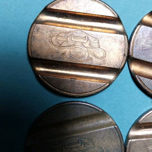 Gettone used phone coins, pack of 7 pieces