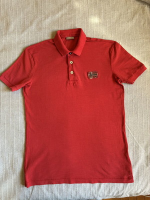 Napapijri Men's Red Cotton Piqué Polo Shirt Size S like new