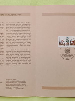 German stamps 1997 first day cover Bonn, mint block of four